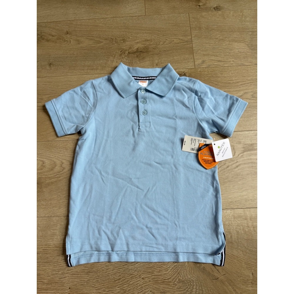 NWT Boys Kids Gymboree playproof uniforms nanotex short sleeve blue polo size 5T